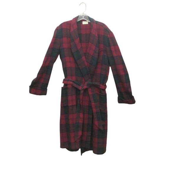 Bloomingdale's Other - Men's Robe Bloomingdale's England Vintage Wool Plaid Red M/L FLAW